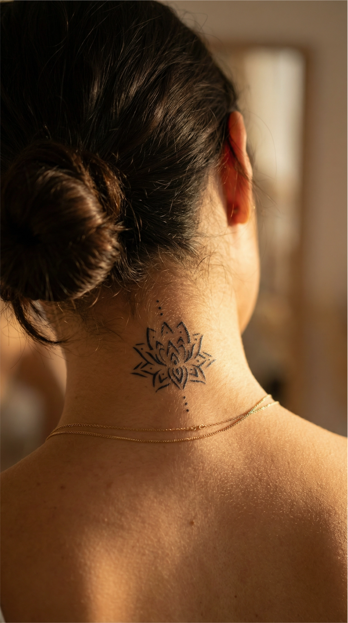 Tatuaj floral delicat, realizat cu linii fine pe piele