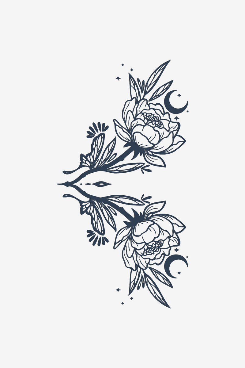 Blumen und Mond